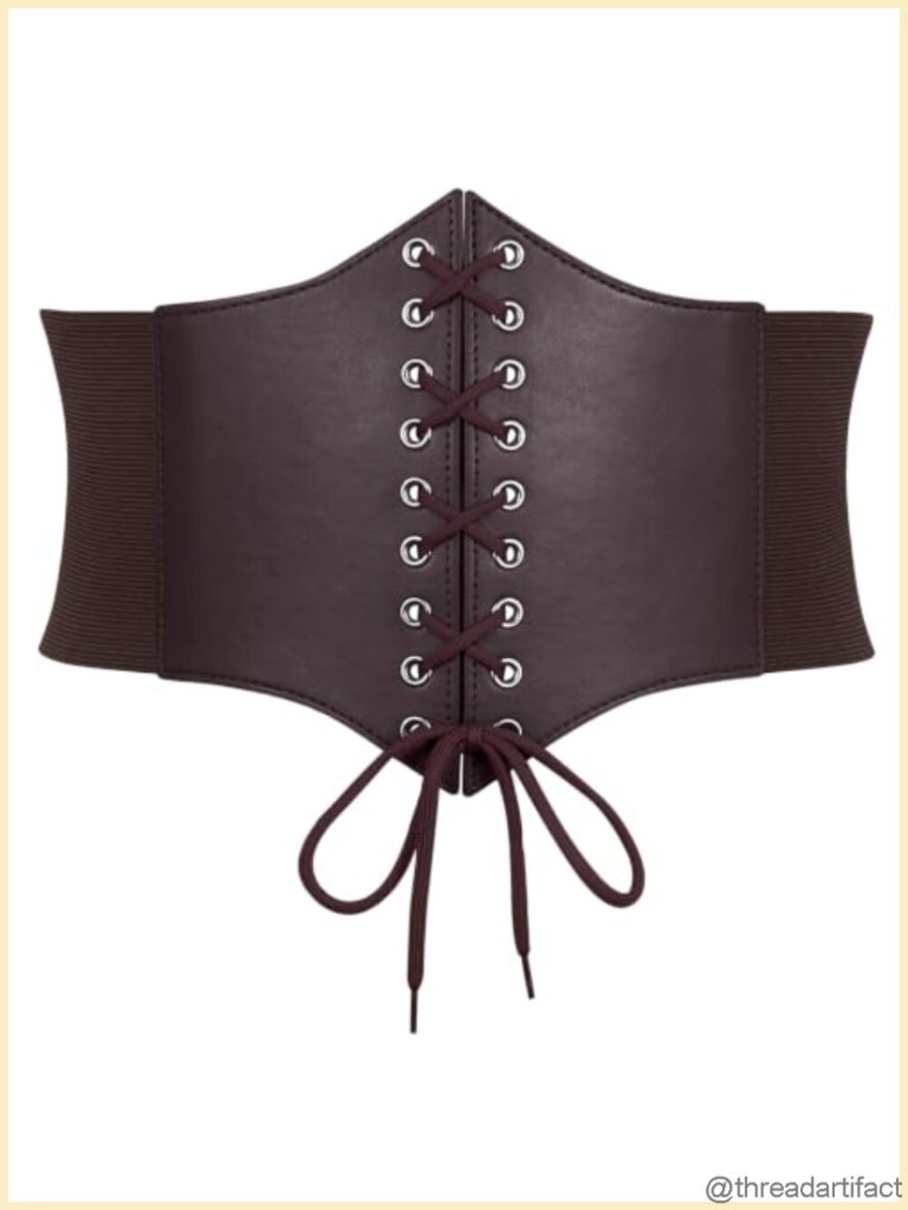 Women Faux PU Leather Lace-Up Corset Waspie Belt Retro Costume Waist Belt